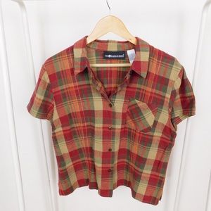 Vintage Red Plaid Button Up Boy Blouse